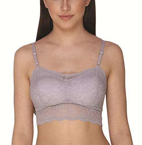 glamoras women's lightly padded solid floral lace camisole with light padding seamless breathable stretchable spaghetti straps bralette bras removable pads - free size, grey