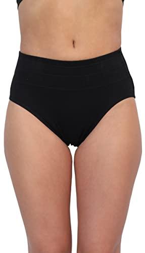 glamoras women cotton broad band tummy tucker tummy control panty, color-black, size-3xl