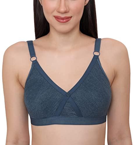 glamoras women poly cotton pc interlock fabric full coverage non-padded non-wired adjustable straps t-shirt bra everyday bra side support shaper, size-38, c cup, blue