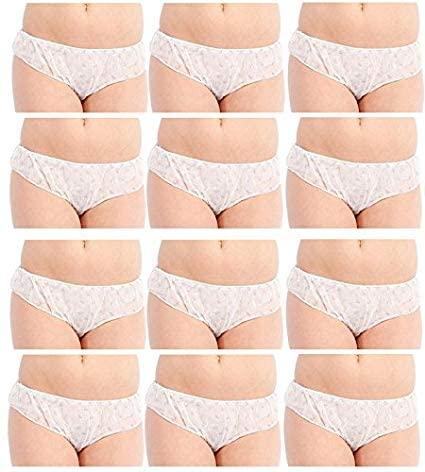 glamoras women polypropylene disposable panties for travelling/spa/surgery/periods (pack of 12 disposable panties), size m-2xl white