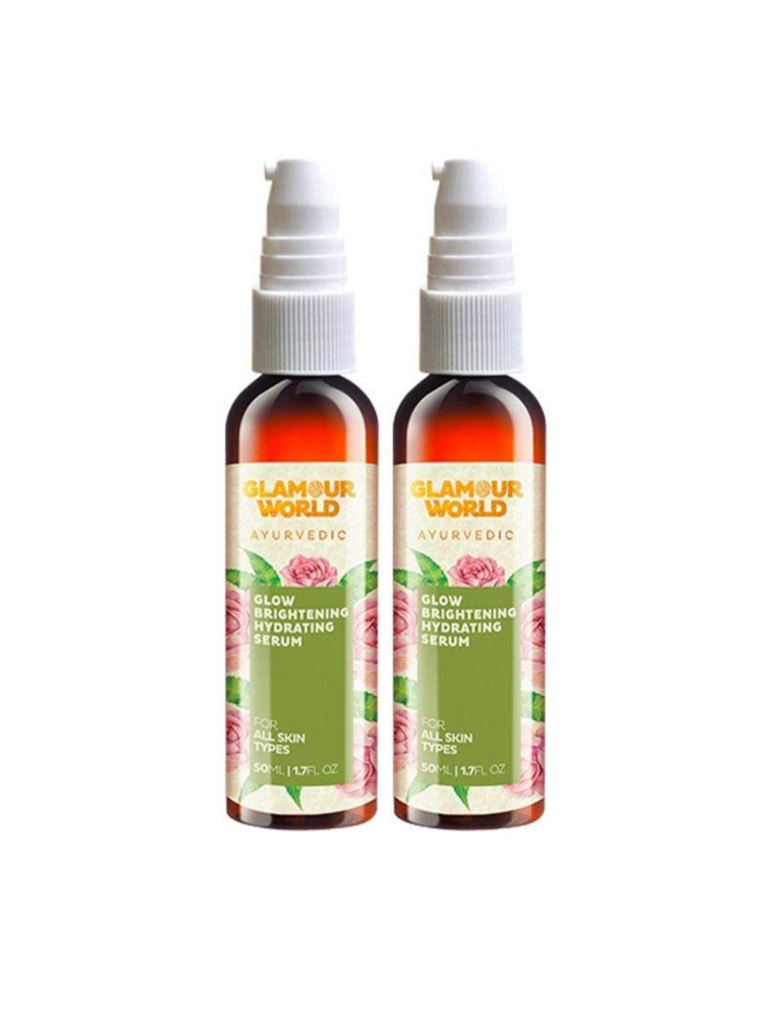 glamour world ayurvedic set of 2 glow brightening hydrating face serum- 50ml each