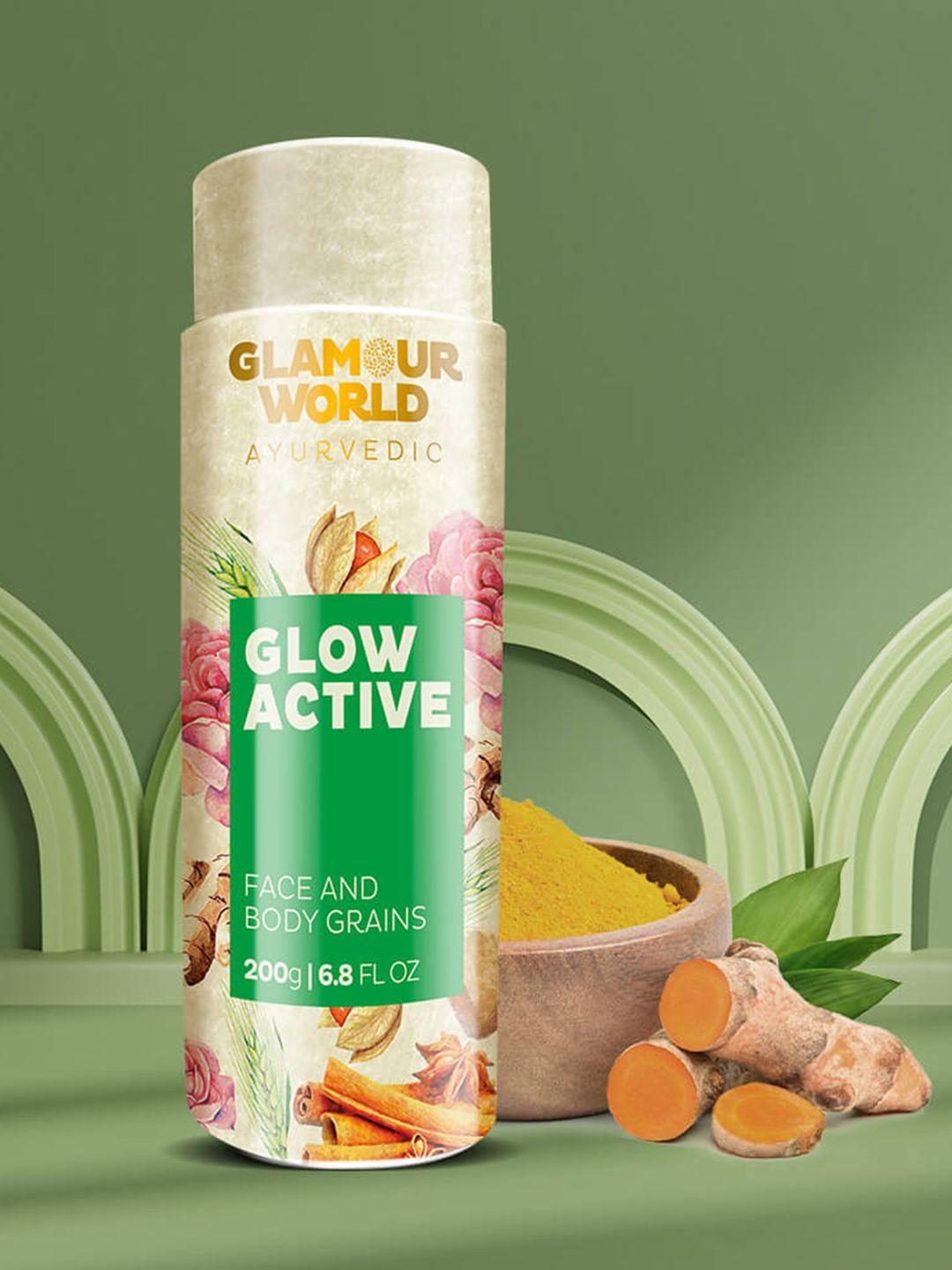 glamour world ayurvedic glow active face & body grains pack - 200g