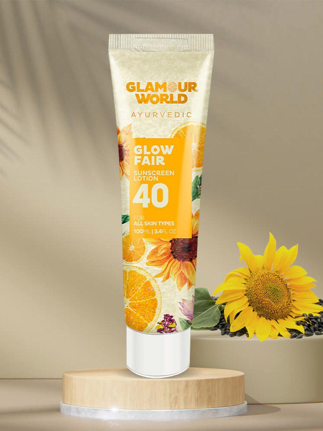 glamour world ayurvedic glow fair 40 sunscreen - 100ml