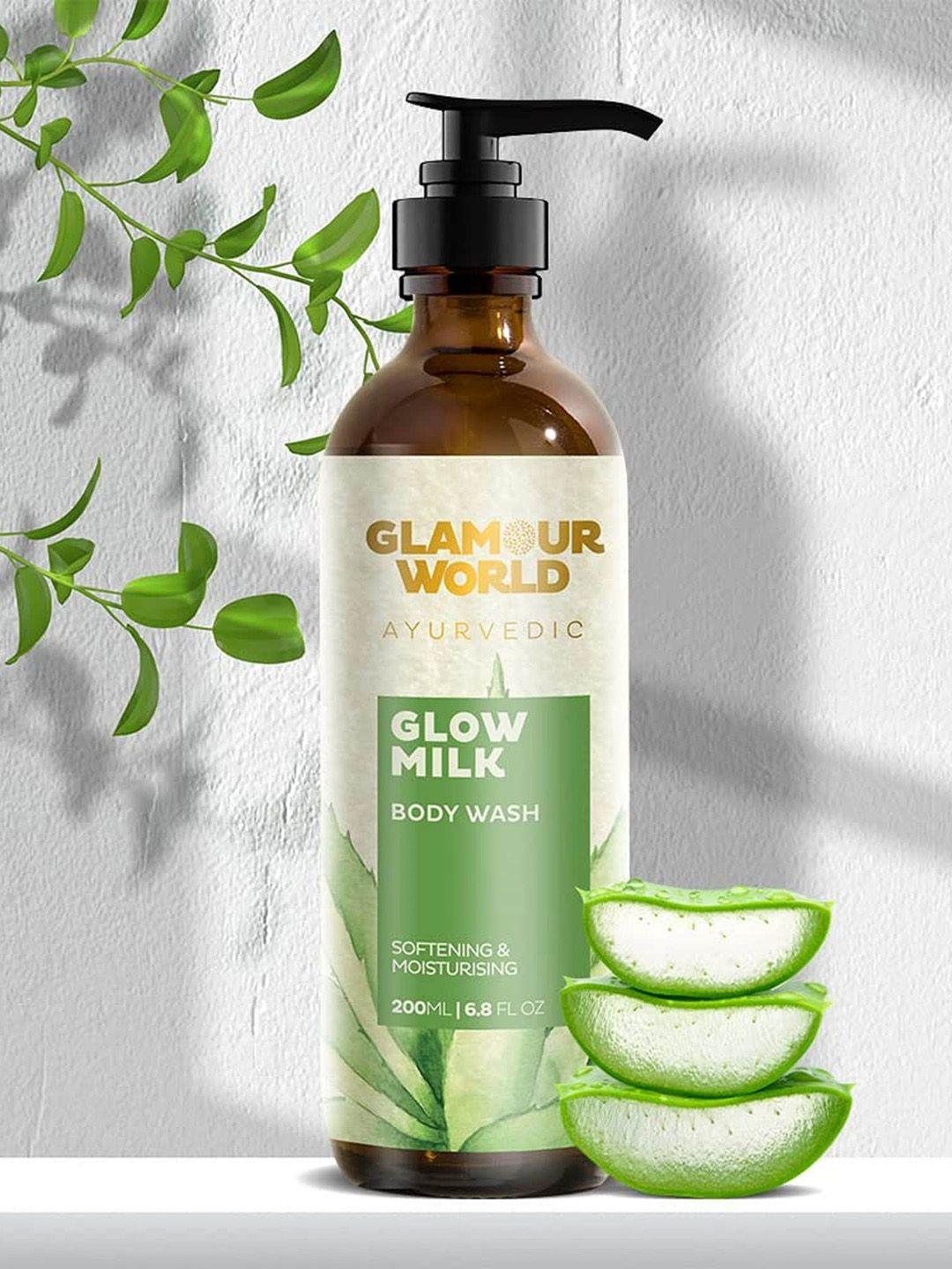 glamour world ayurvedic glow milk body wash for softening & moisturizing - 200 ml