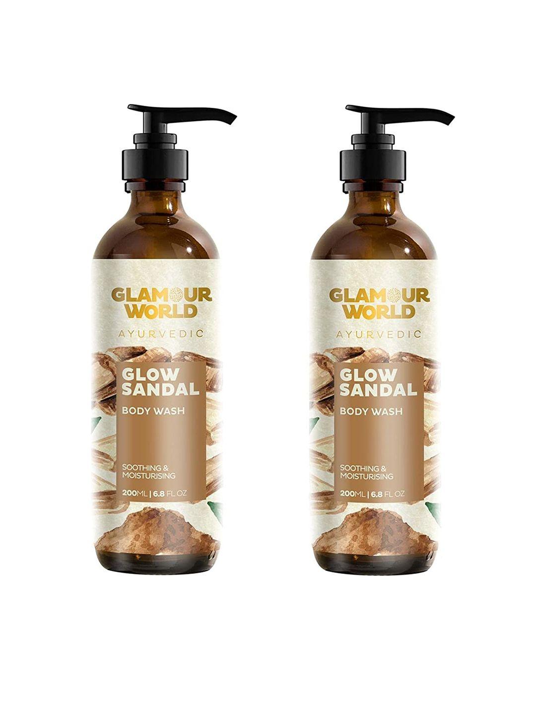 glamour world ayurvedic glow set of 2 sandal body wash 200 ml each