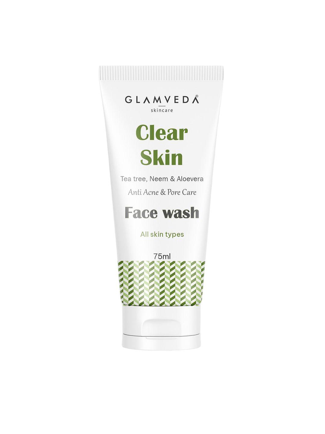 glamveda clear skin anti acne & pore care face wash with tea tree & neem - 75 ml
