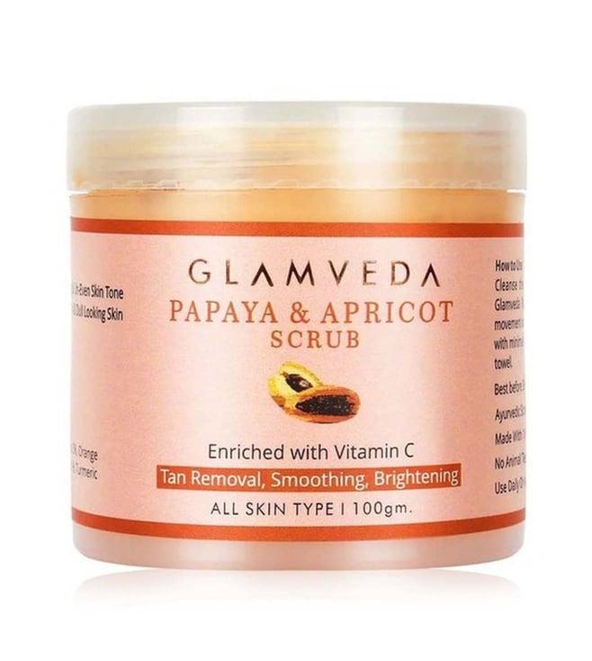 glamveda papaya & apricot tan removal scrub - 100 gm