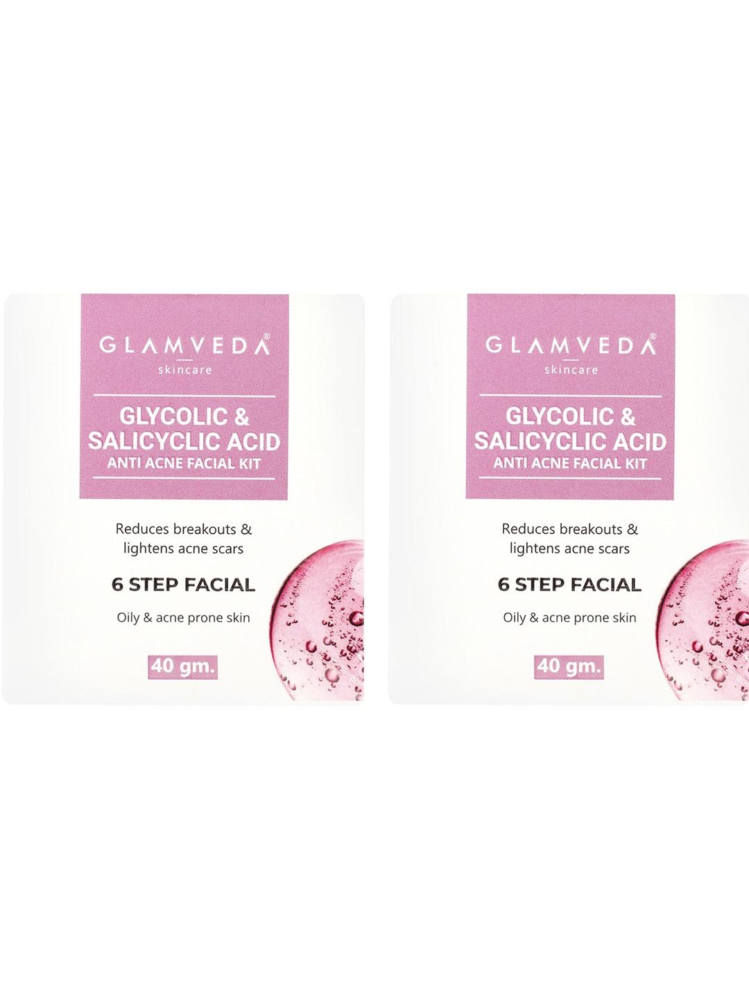 glamveda set of 2 glycolic acid & salicylic facial kit for anti acne & pore care 40gm each