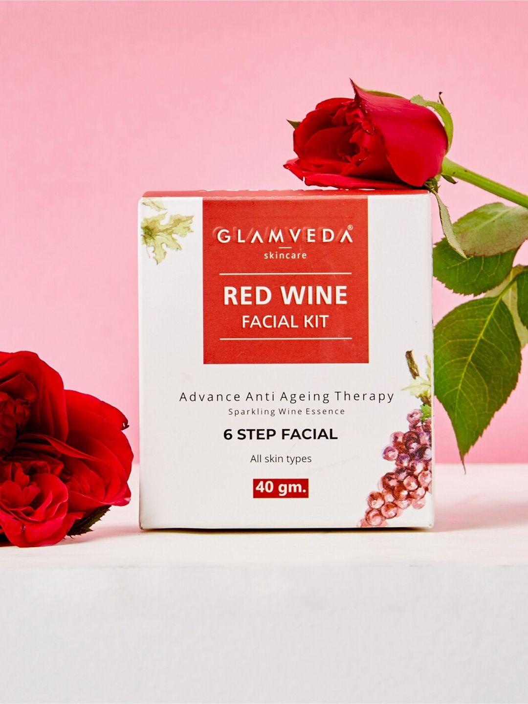 glamveda set of 2 red wine advance anti ageing & gold rejuvenating facial kit 40gm each
