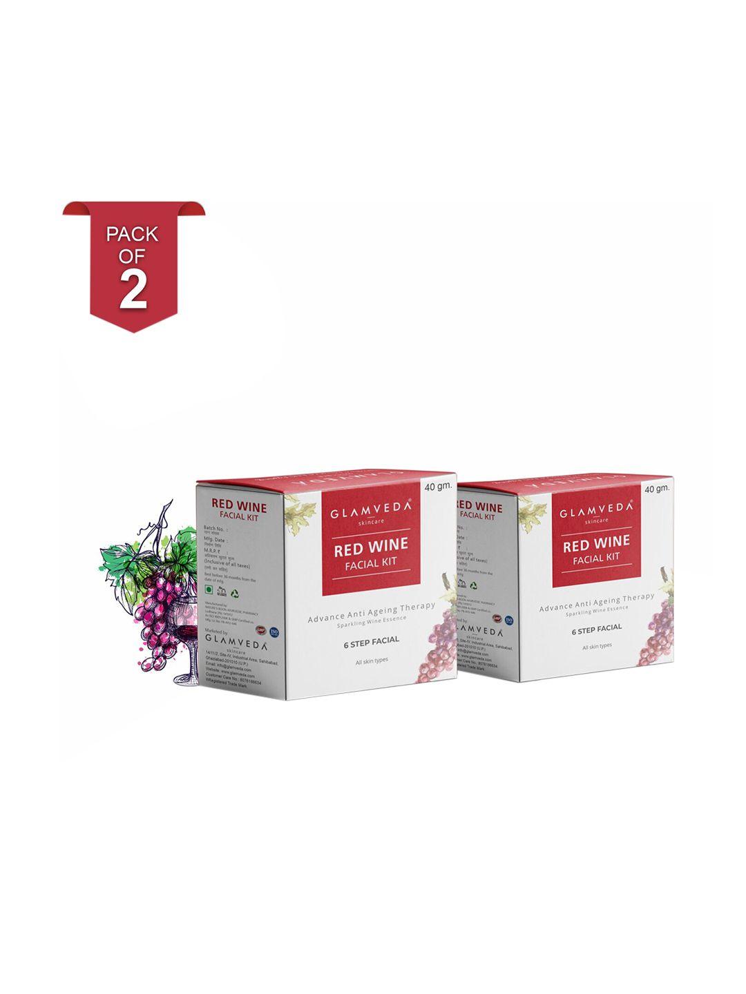glamveda set of 2 red wine advance anti ageing facial kit with antioxidants 40 g each