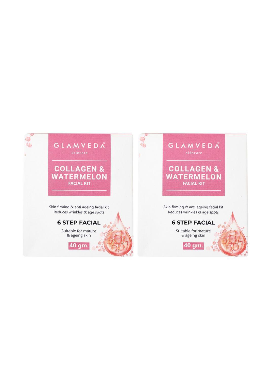 glamveda set of 2 watermelon & collagen facial kit 40gm each