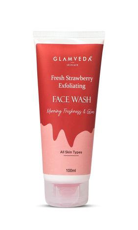 glamveda strawberry exfoliating face wash