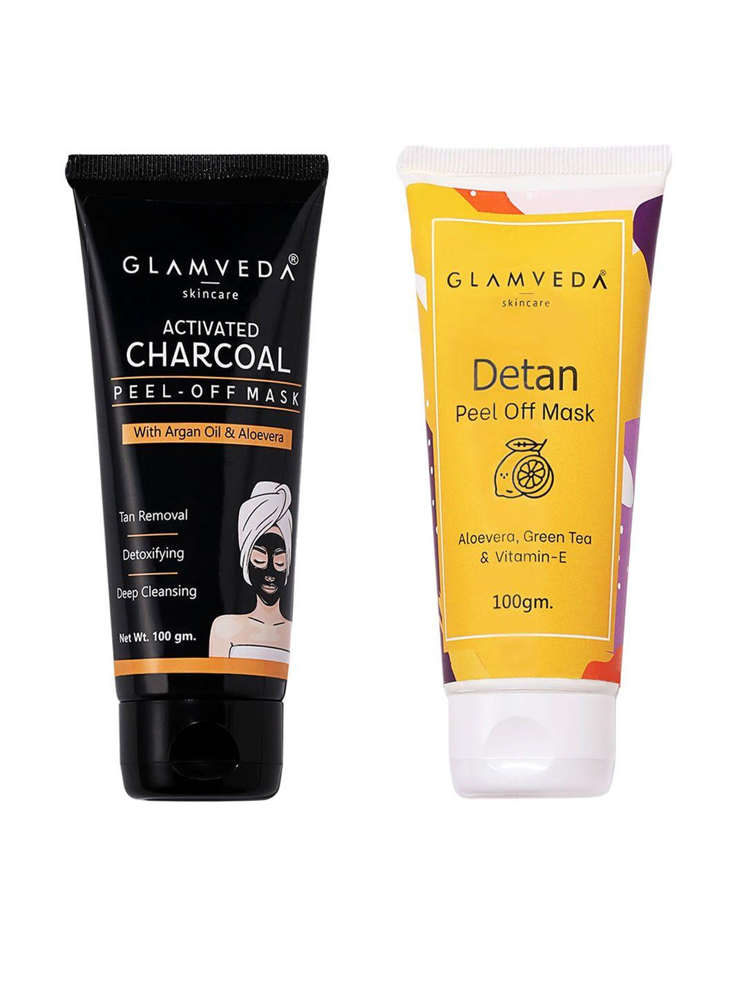 glamveda activated charcoal peel off mask & de tan cooling peel off mask 100gm each