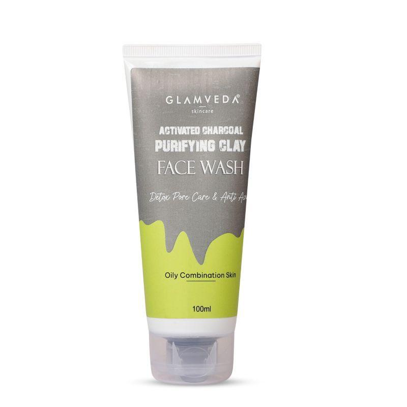 glamveda activated charcoal purifying clay detox pore care & anti acne face wash