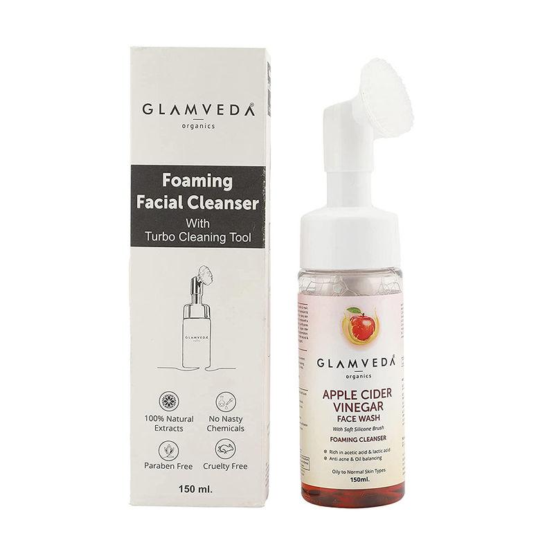glamveda apple cider vinegar face wash with soft silicone brush