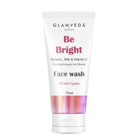 glamveda be bright skin brighteing & anti blemish face wash with vitamin c (75 ml)