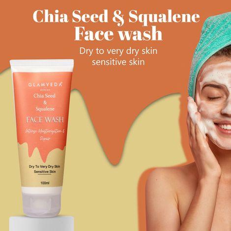 glamveda chia seeds & squalene nourishing face wash