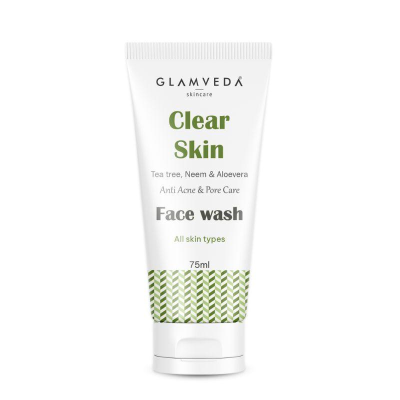 glamveda clear skin tea tree, neem & aloe anti acne face wash