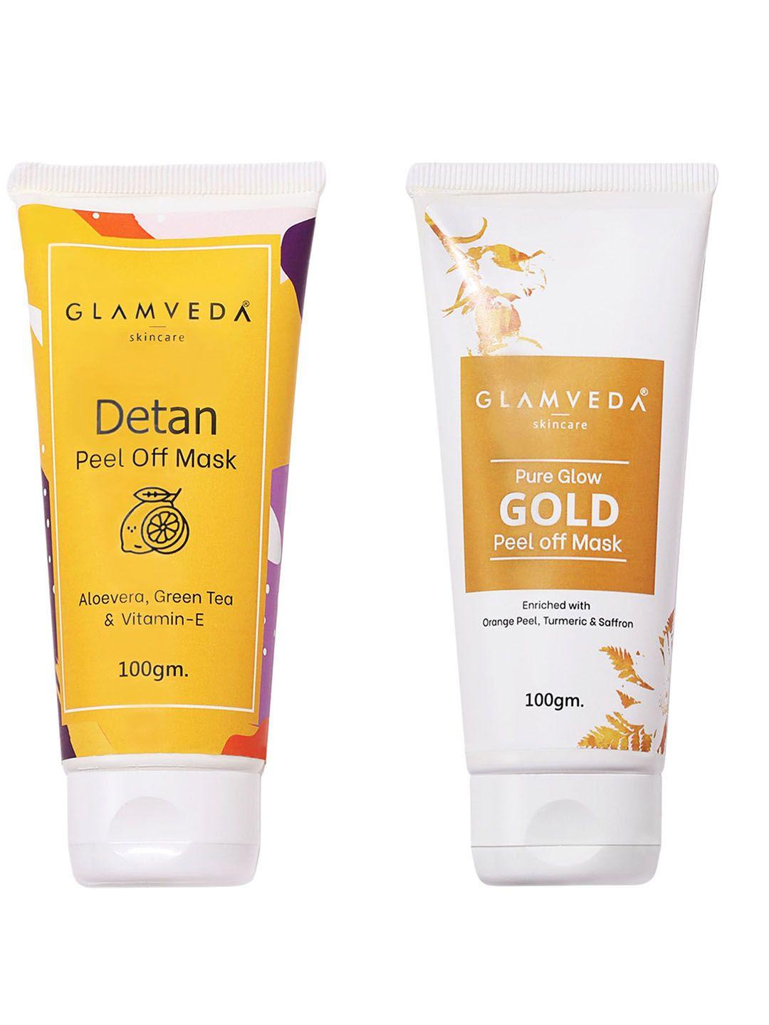 glamveda de tan cooling peel off mask & pure glow gold peel off mask 100gm each