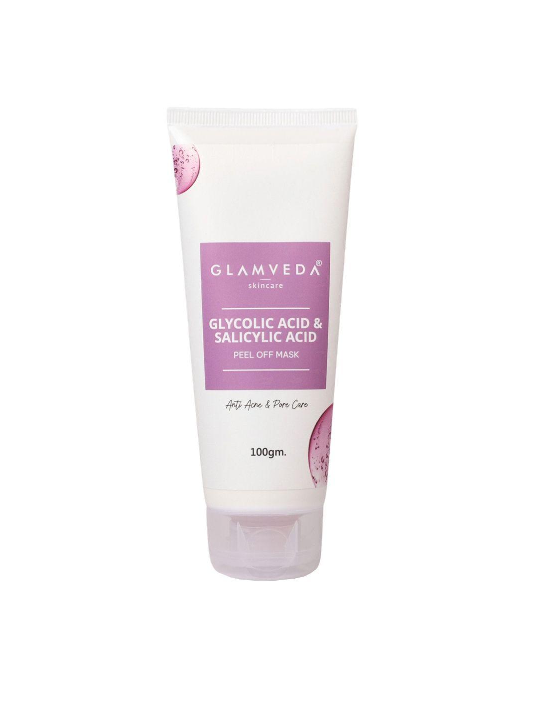 glamveda glycolic acid & salicylic acid anti acne & pore care peel off mask - 100 gm