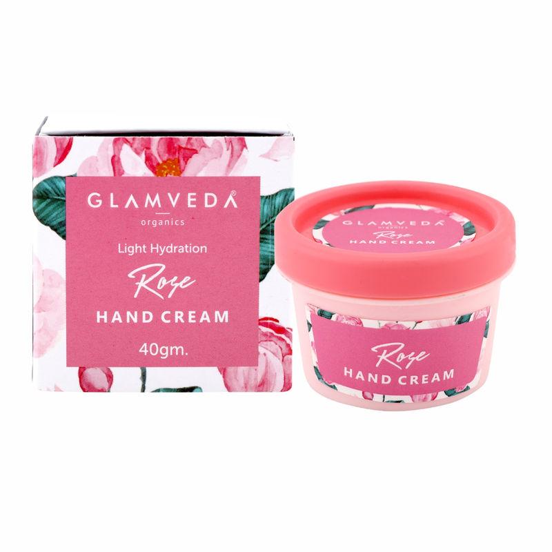 glamveda light hydration rose hand cream