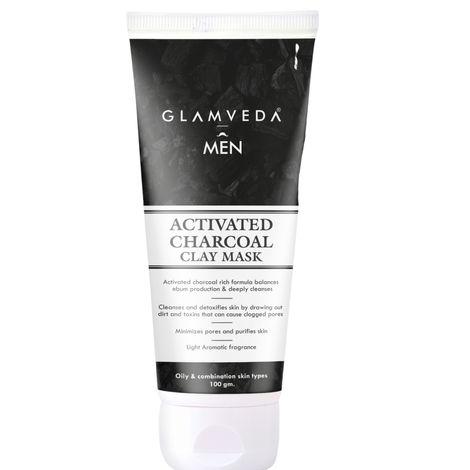 glamveda men activated charcoal detox clay mask (100 ml)