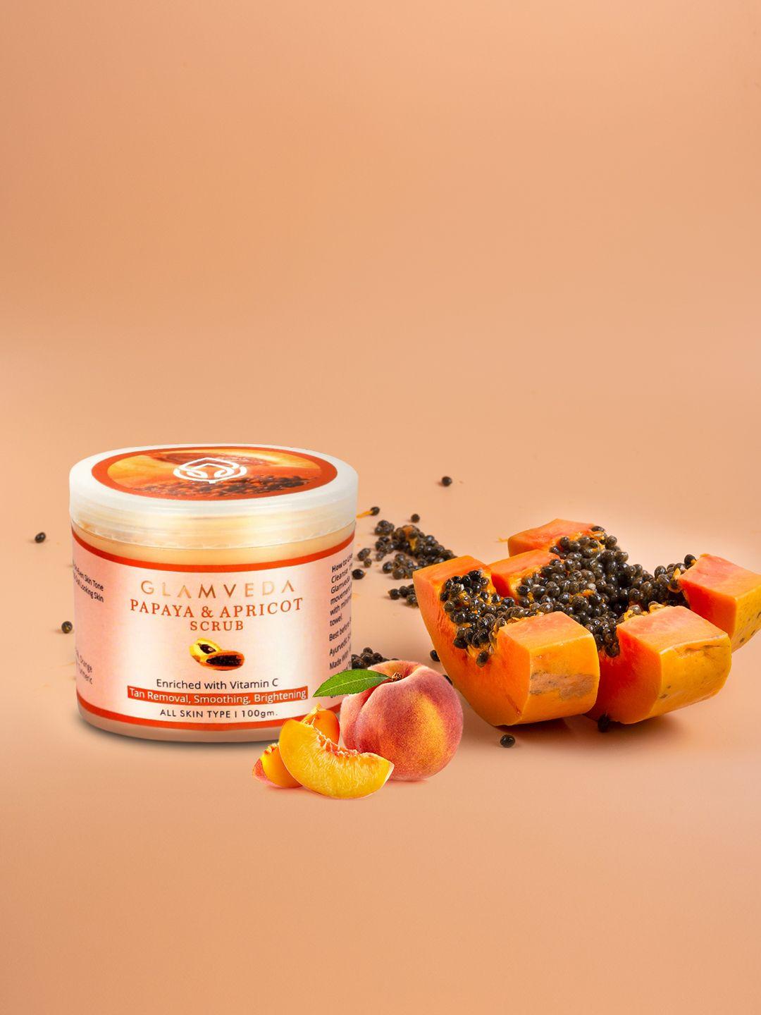 glamveda papaya & apricot tan removal scrub - 100 g