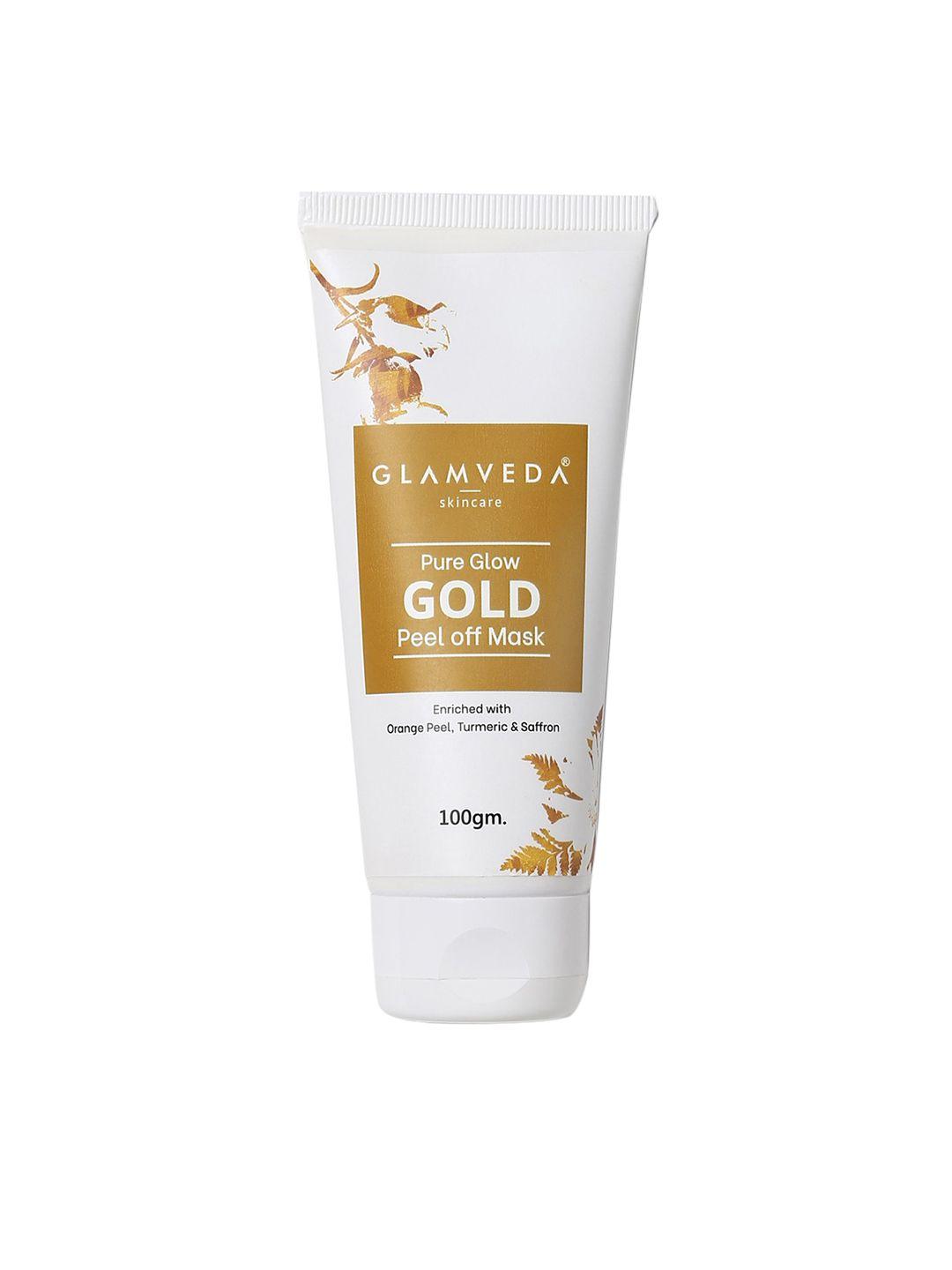 glamveda pure glow gold peel-off mask with orange peel & turmeric - 100g