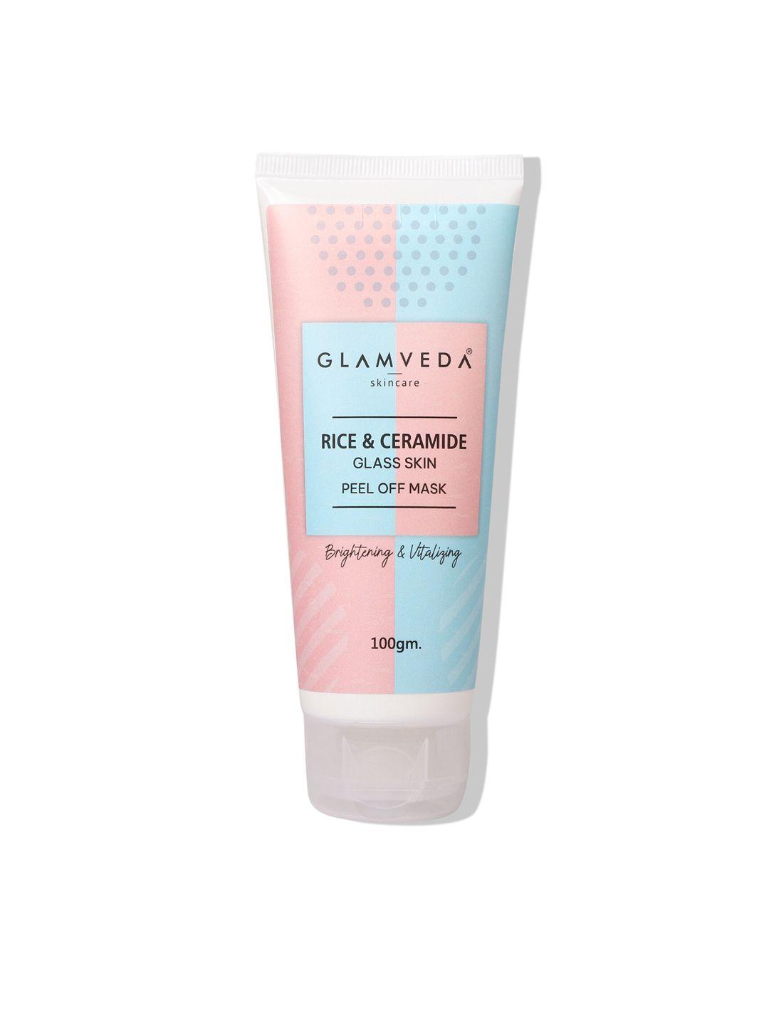 glamveda rice & ceramide glass skin brightening & vitalizing peel off mask - 100 gm