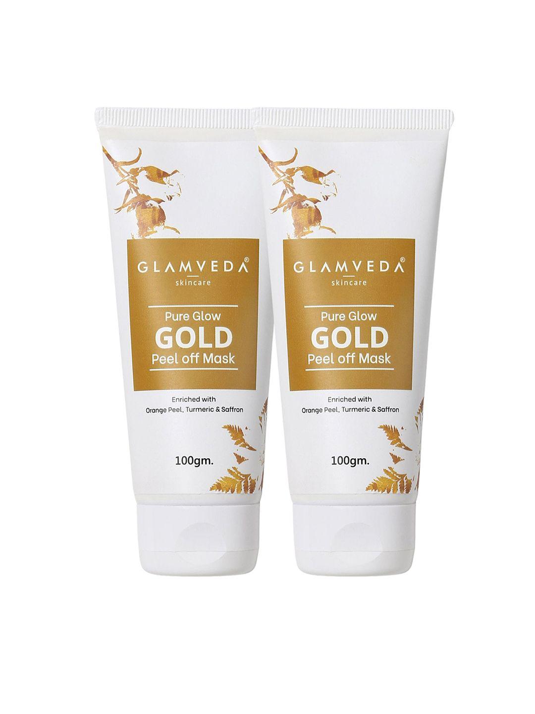 glamveda set of 2  pure glow gold peel off mask 200gm