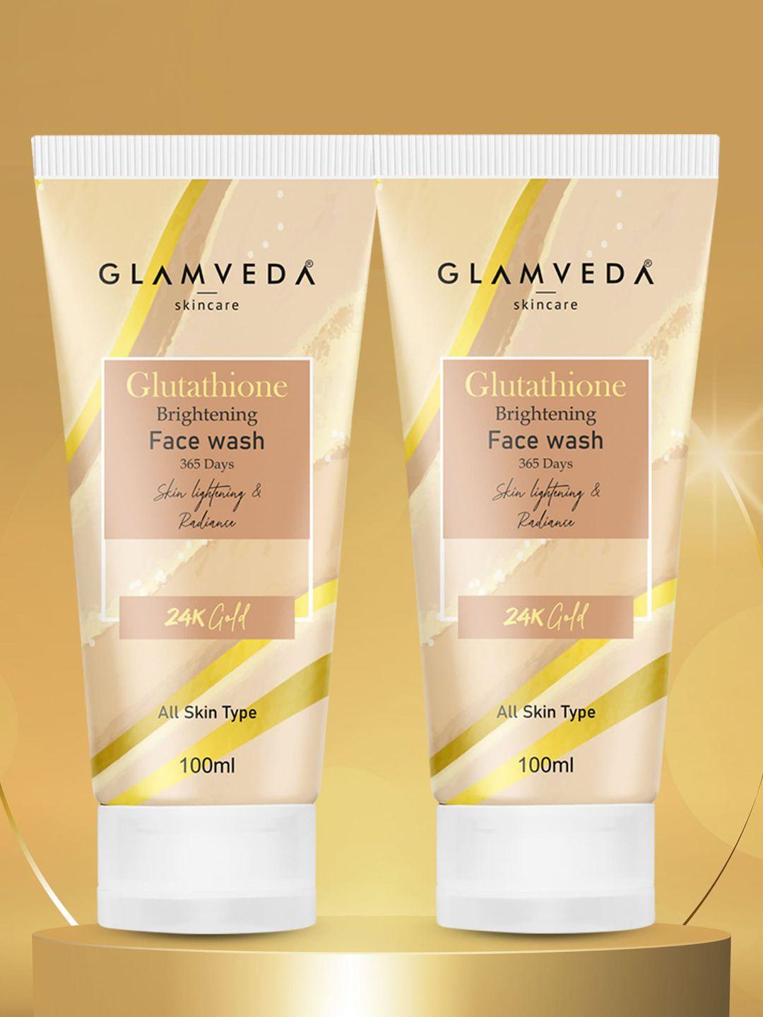 glamveda set of 2 glutathione 24k gold face wash - 100 ml each