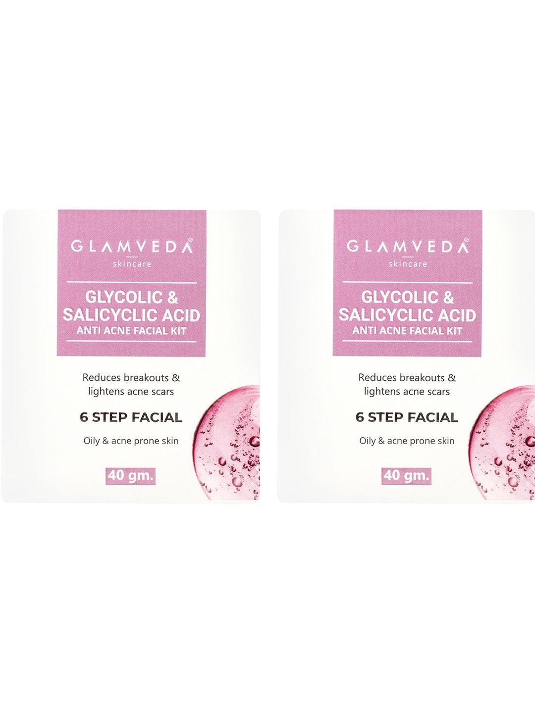 glamveda set of 2 glycolic acid & salicylic facial kit for anti acne & pore care 40gm each