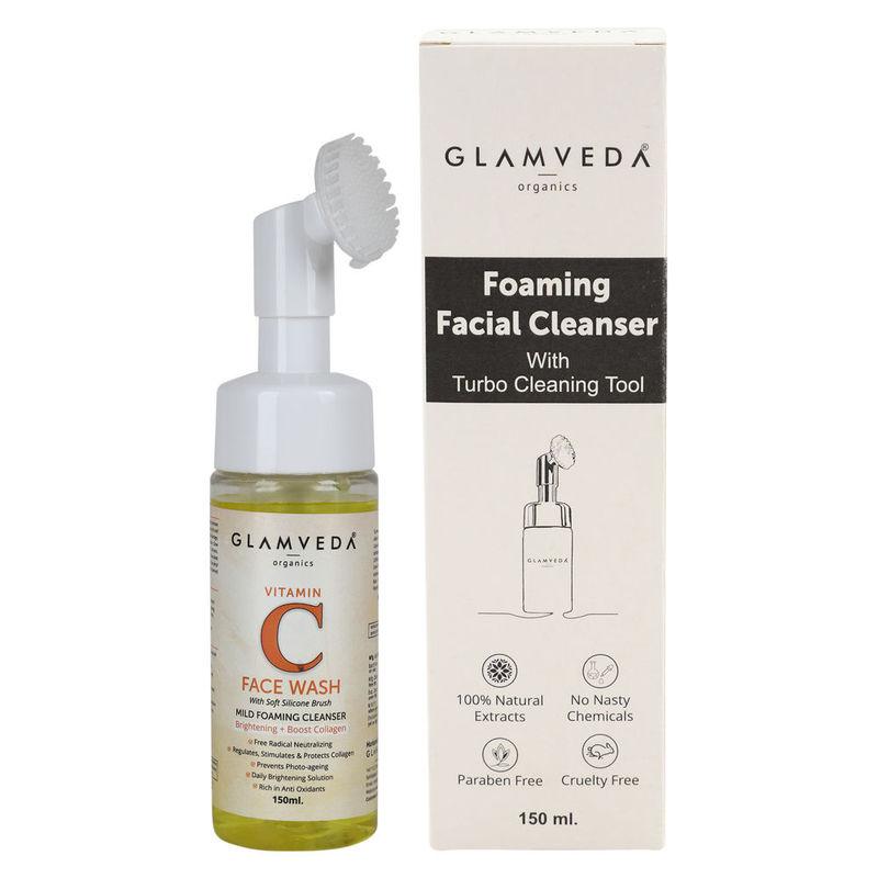 glamveda vitamin c face wash with soft silicone brush