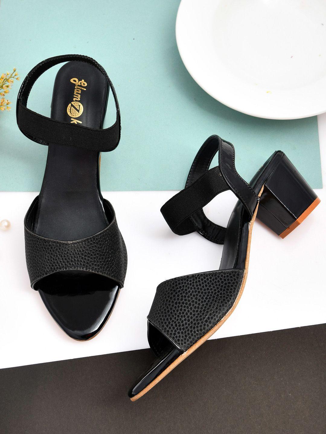 glamzkart open toe block heels