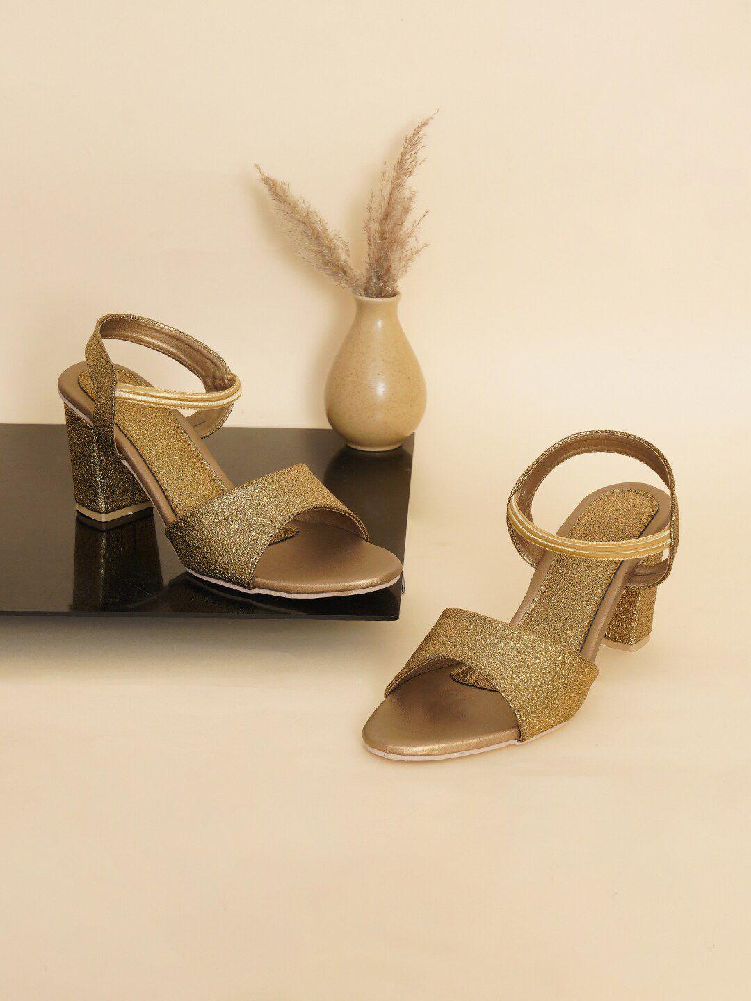 glamzkart textured block heels