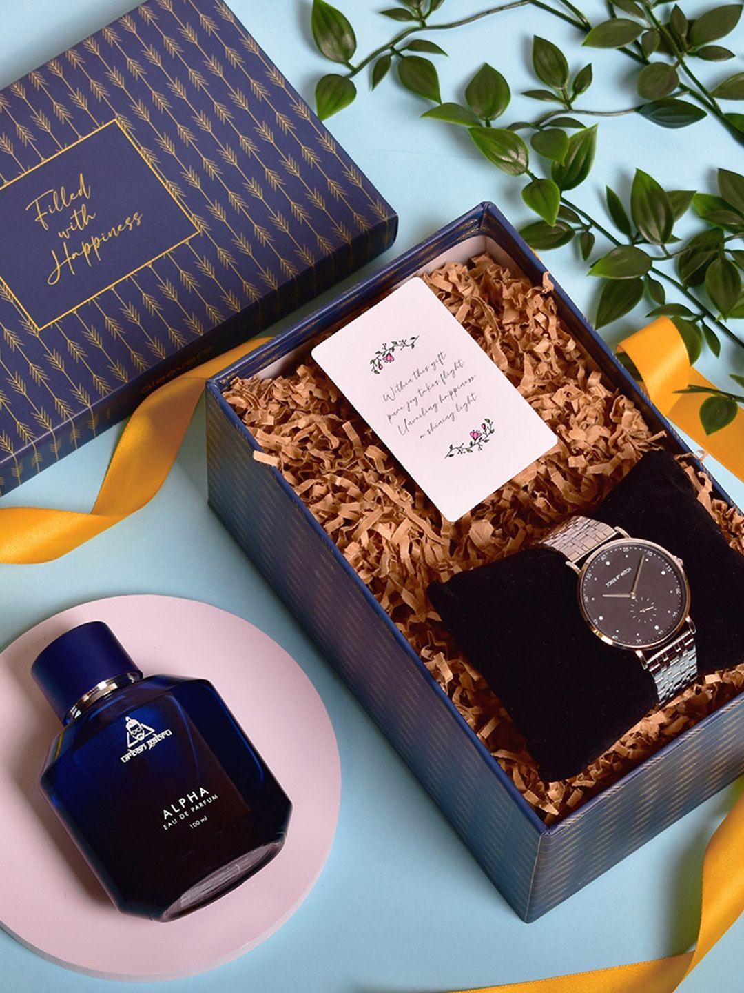 gleevers set of 2 urban gabru alpha eau de parfum - 100ml with classic watch gift set