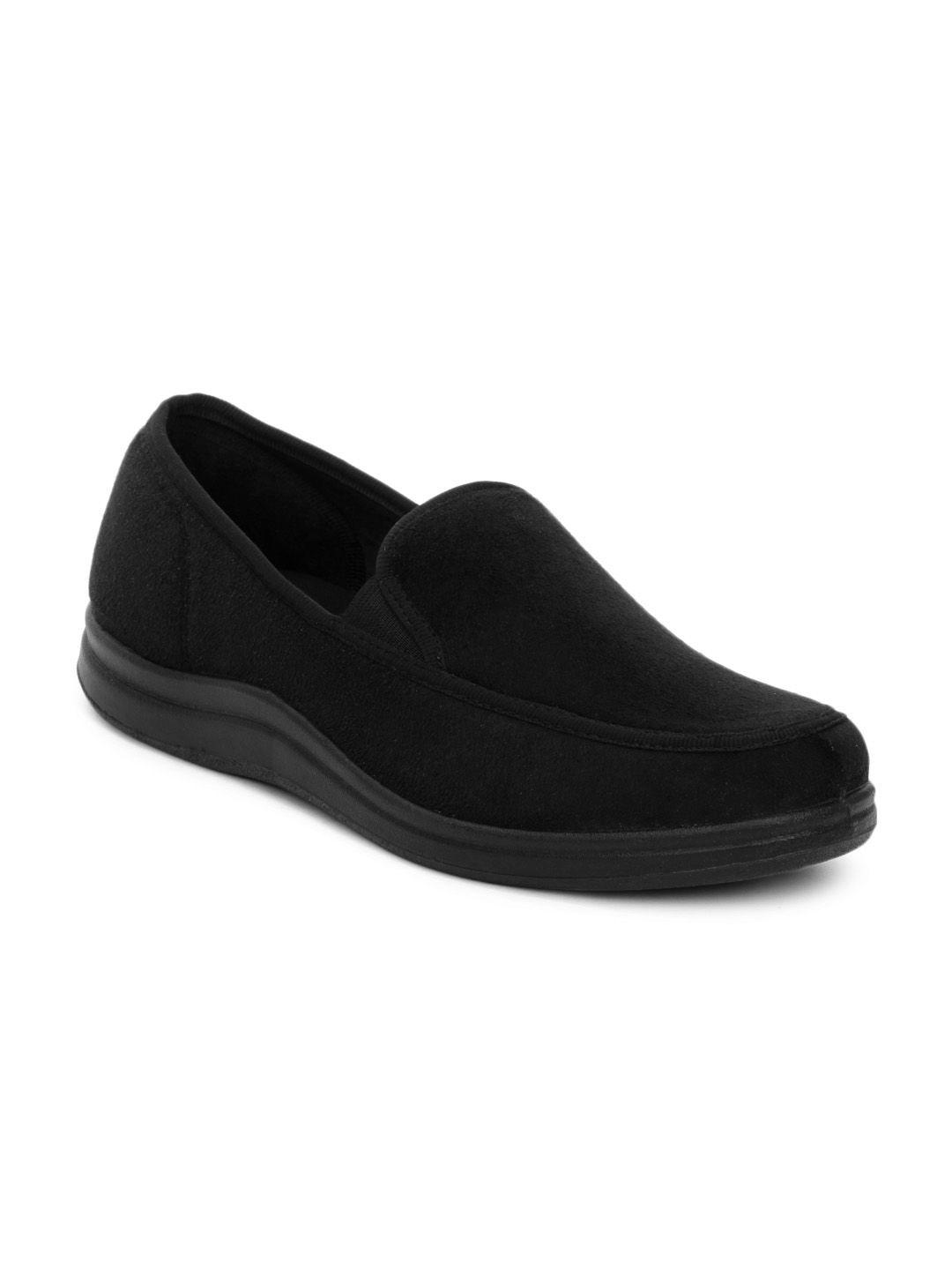 gliders men black slip-on shoes