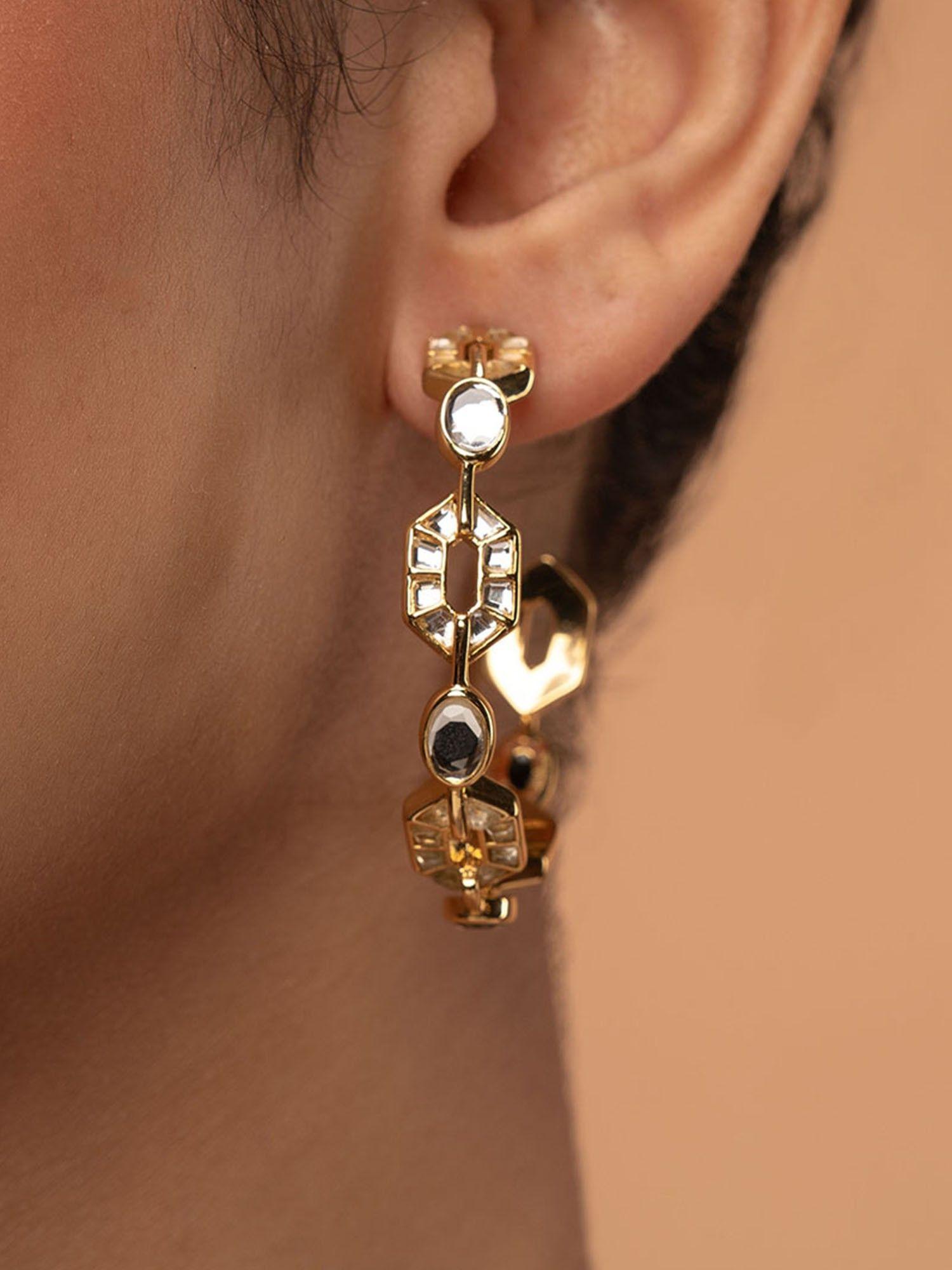 glimmer mirror hoop earrings in 18kt gold plated
