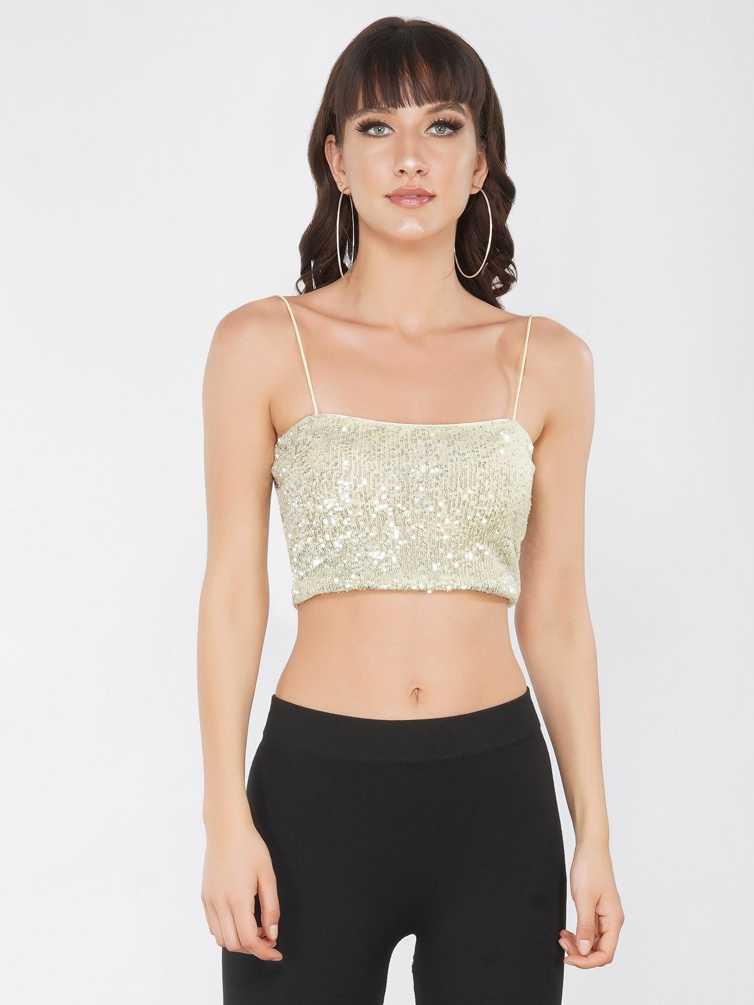 glistening gold strappy tank top (xs)