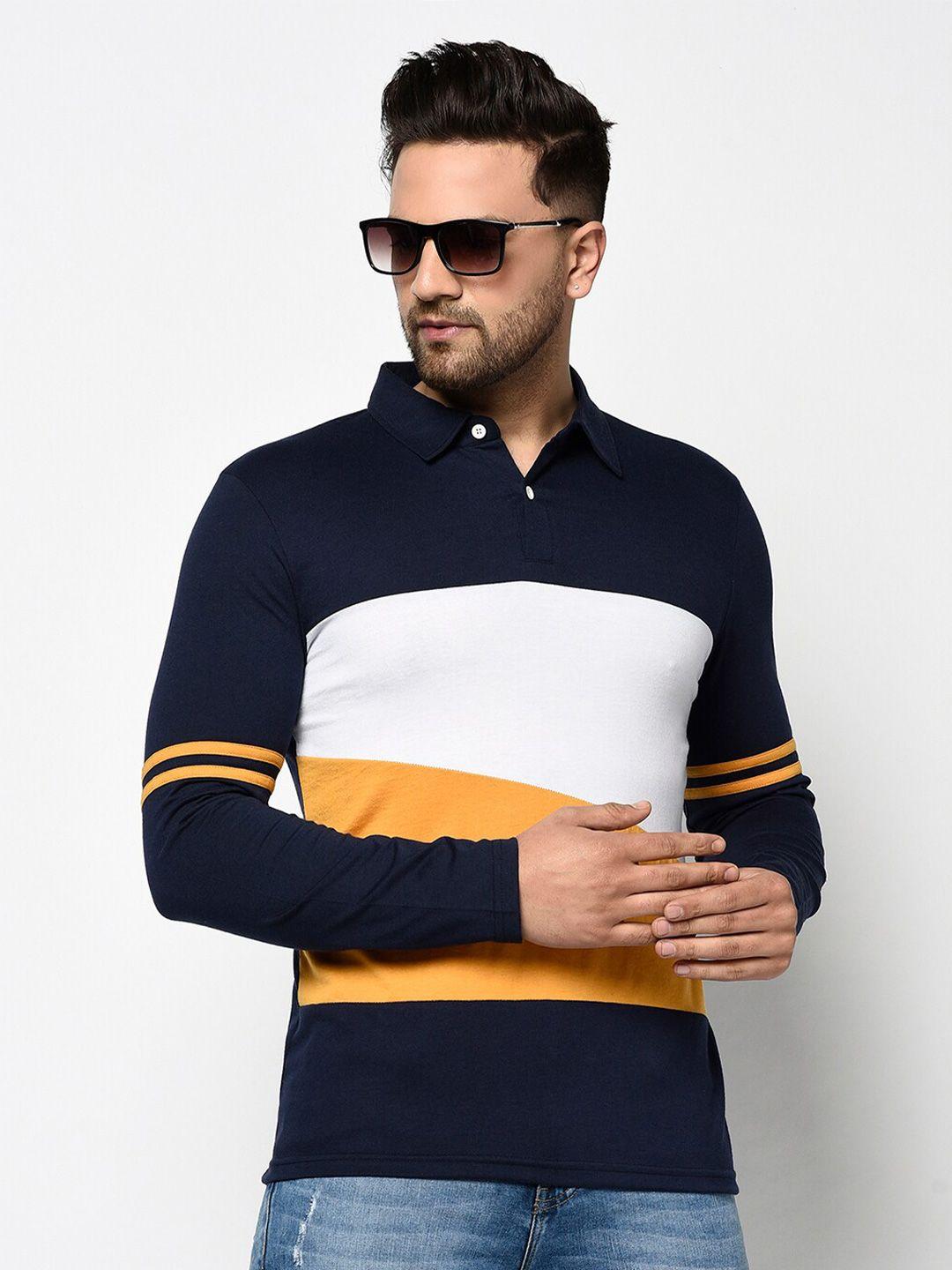 glito colourblocked polo collar cotton t-shirt