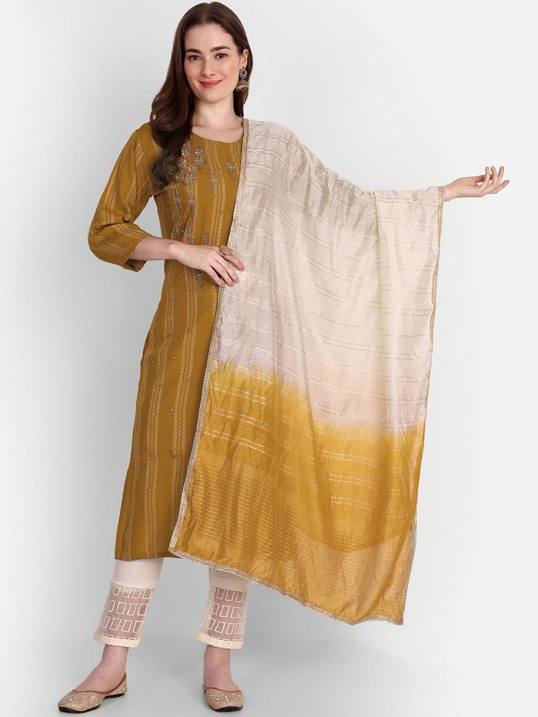 glito ethnic motifs self design pure cotton kurta with trouser & dupatta