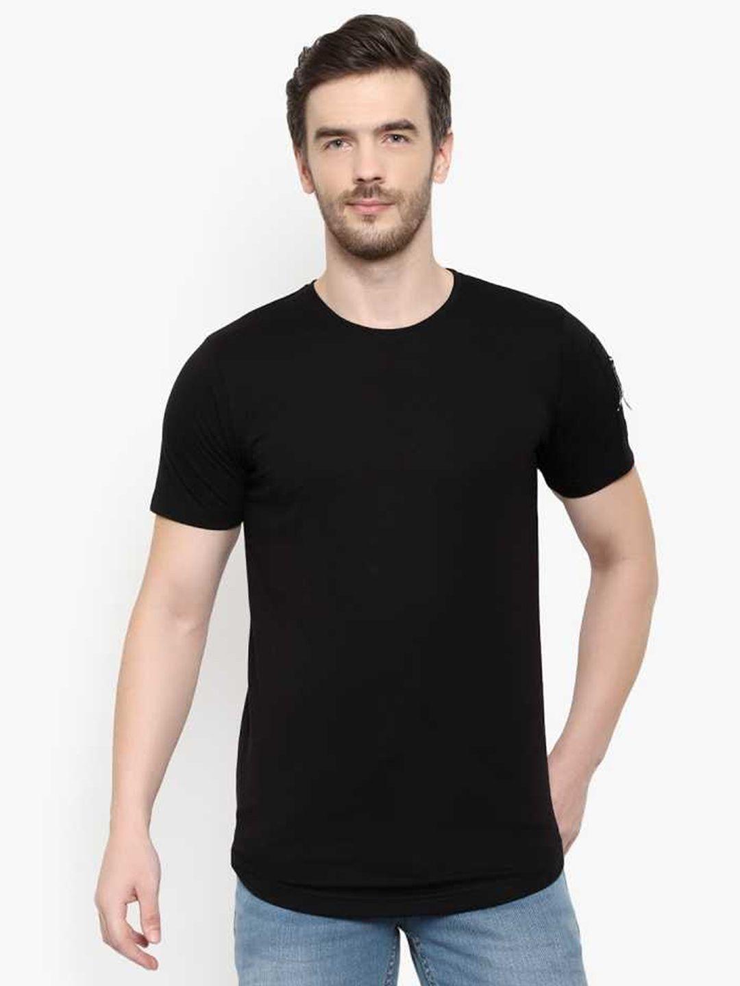 glito men black monochrome applique t-shirt