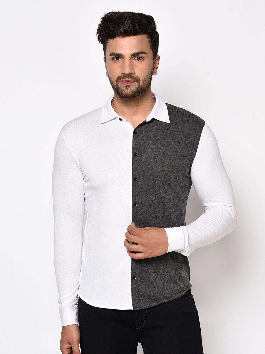 glito men colourblocked regular fit spread collar cotton casual shirt