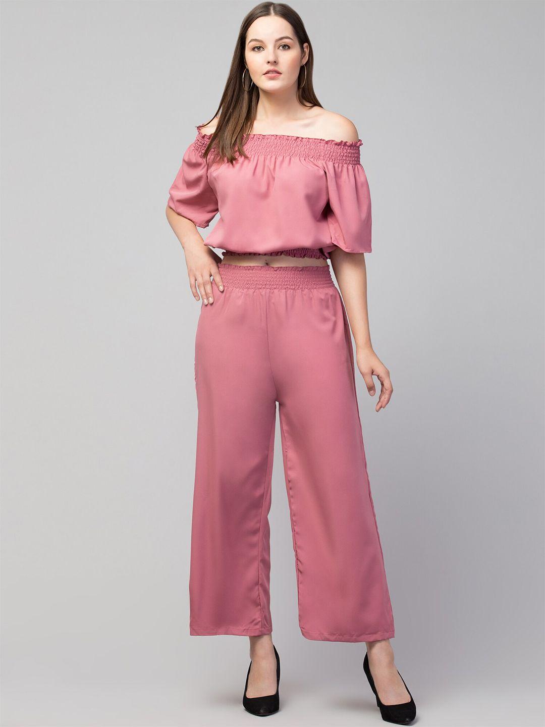 glito peach-coloured off-shoulder basic jumpsuit