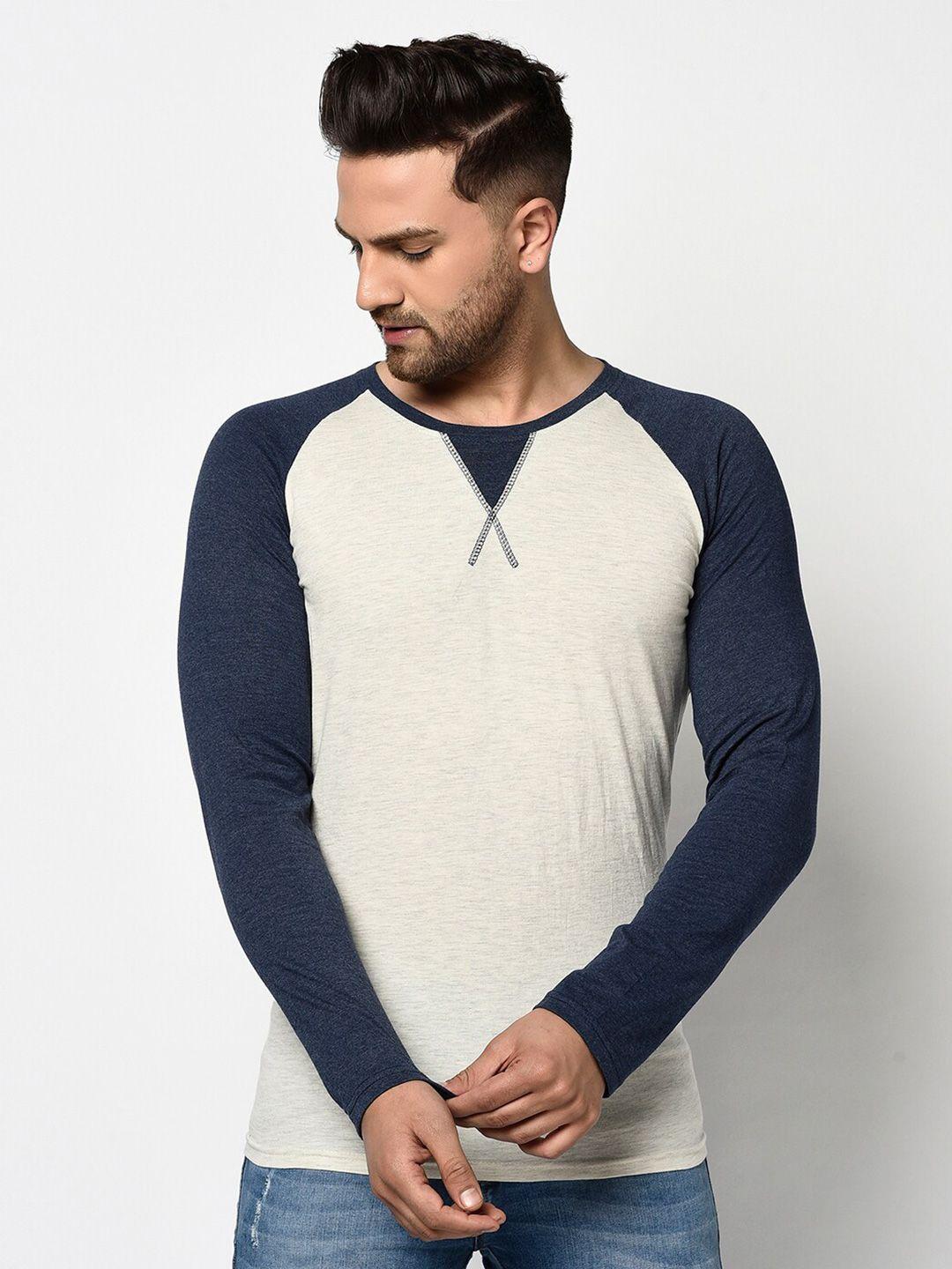 glito raglan sleeves colourblocked regular-fit cotton knitted t-shirt