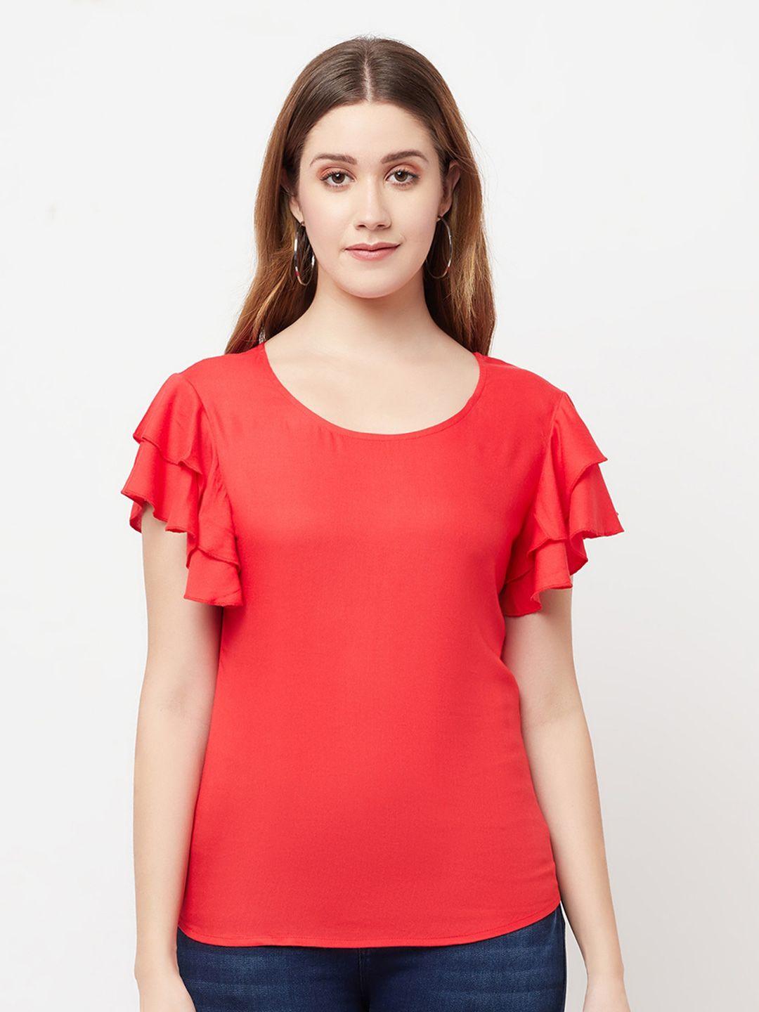 glito round neck flutter sleeve cotton top