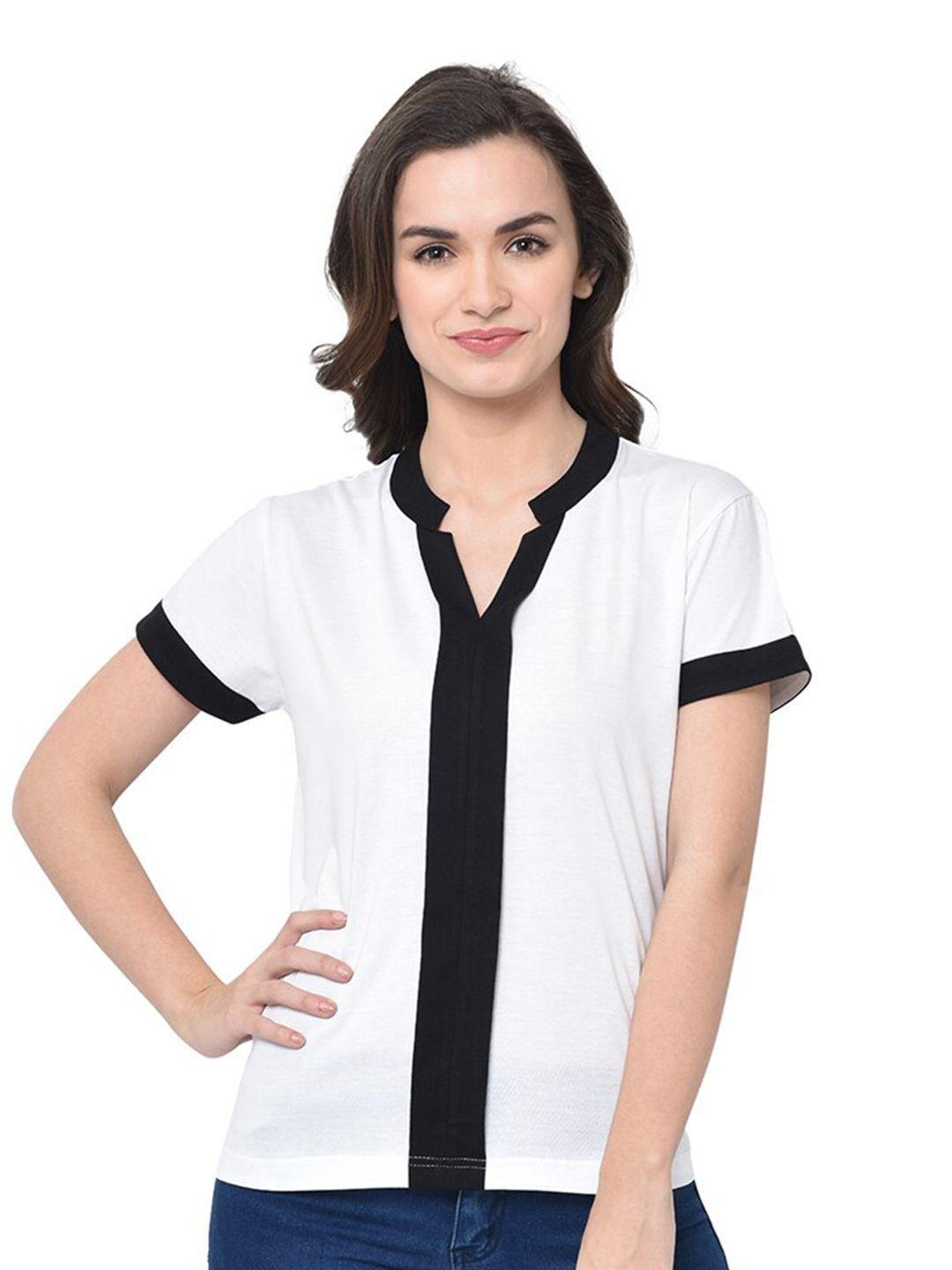 glito striped v-neck cotton shirt style top