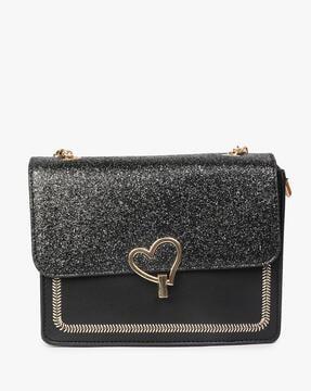 glitter flap slingbag with chain strap