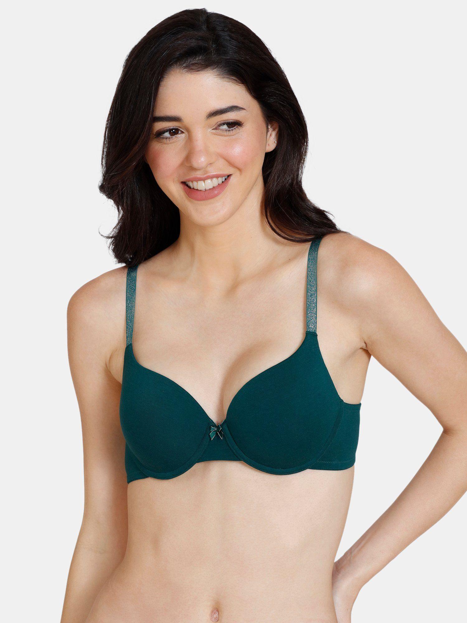 glitter straps push up wired medium coverage bra - botanical garden green