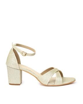 glittered strappy block heels